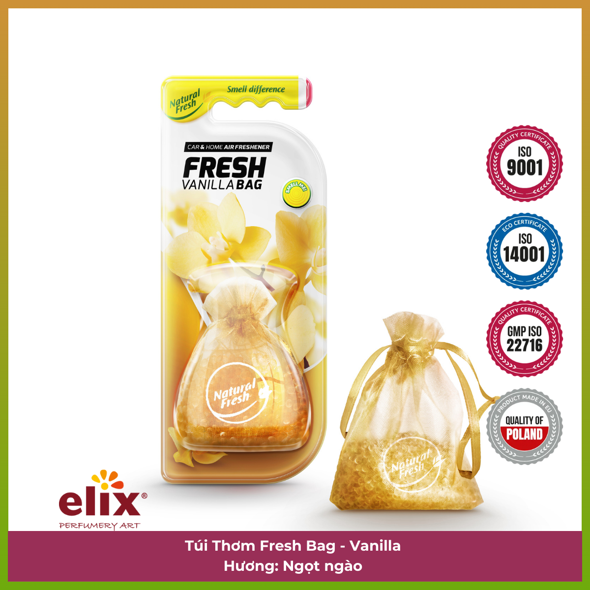 Túi thơm để Taplo Ô tô Elix Fresh Bag - Hương Vanilla