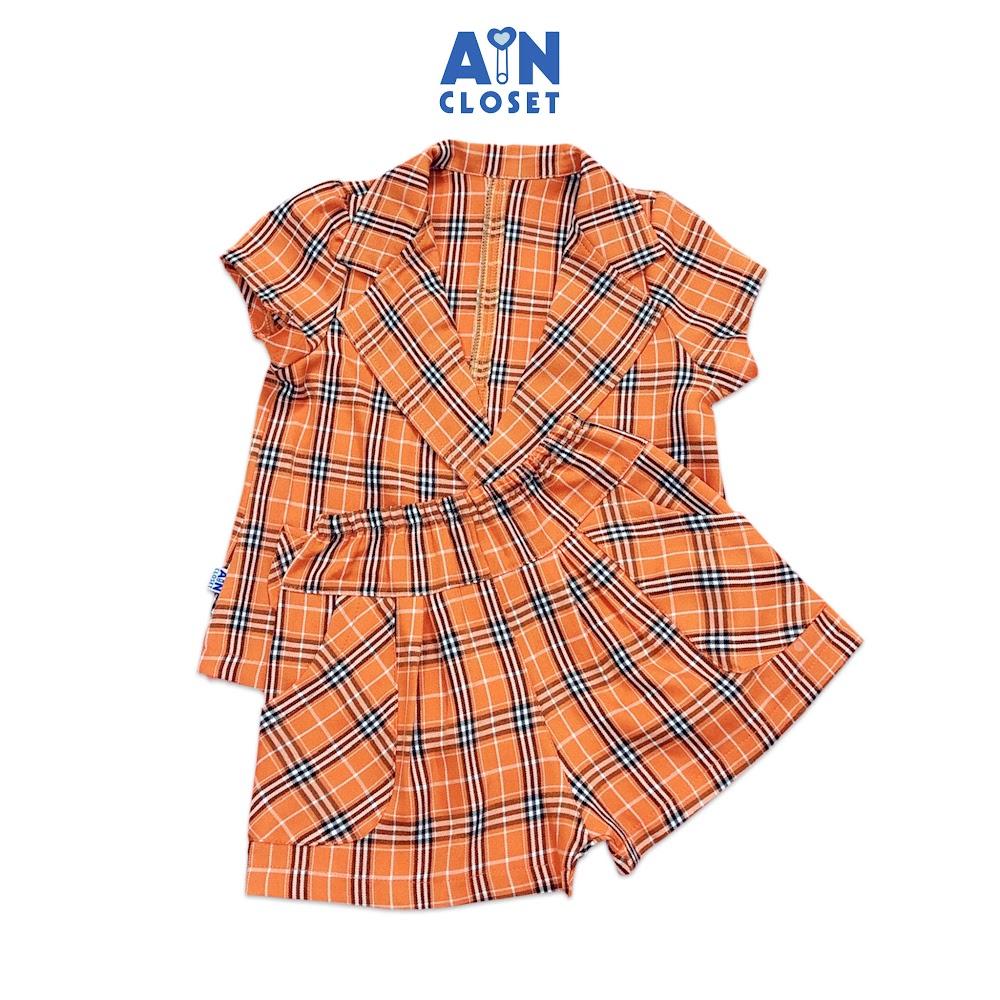 Set vest phối quần váy bé gái họa tiết Caro cam Tuytsi - AICDBGRJTOAR - AIN Closet