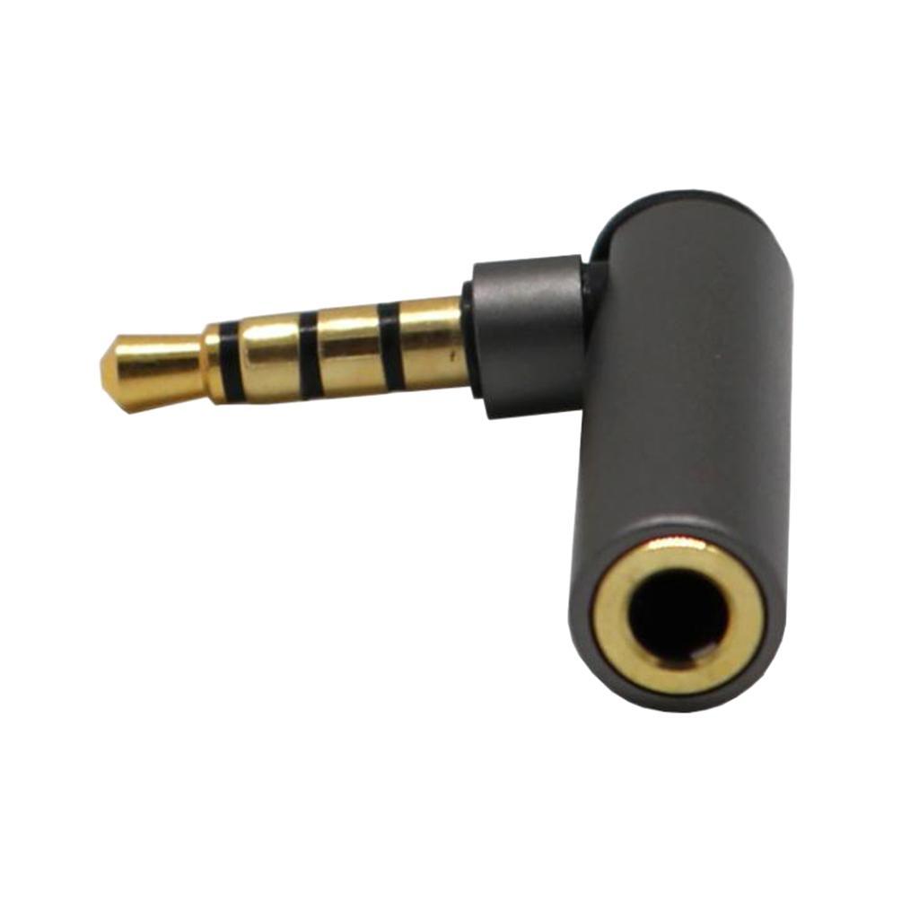 3.5mm Male to Female Audio Adapter Right Angle  Plug Converter Silver