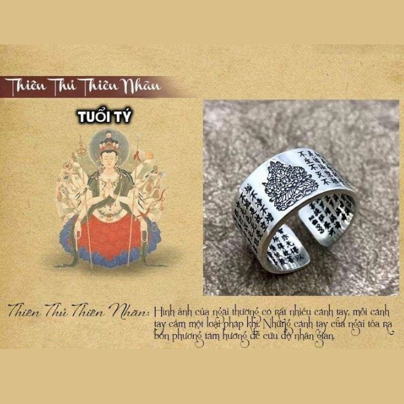 Nhẫn Nam Bạc Thái Phật Bản Mệnh Thiên Thủ Thiên Nhãn Tuổi Tý BẠC HIỂU MINH NA543-T