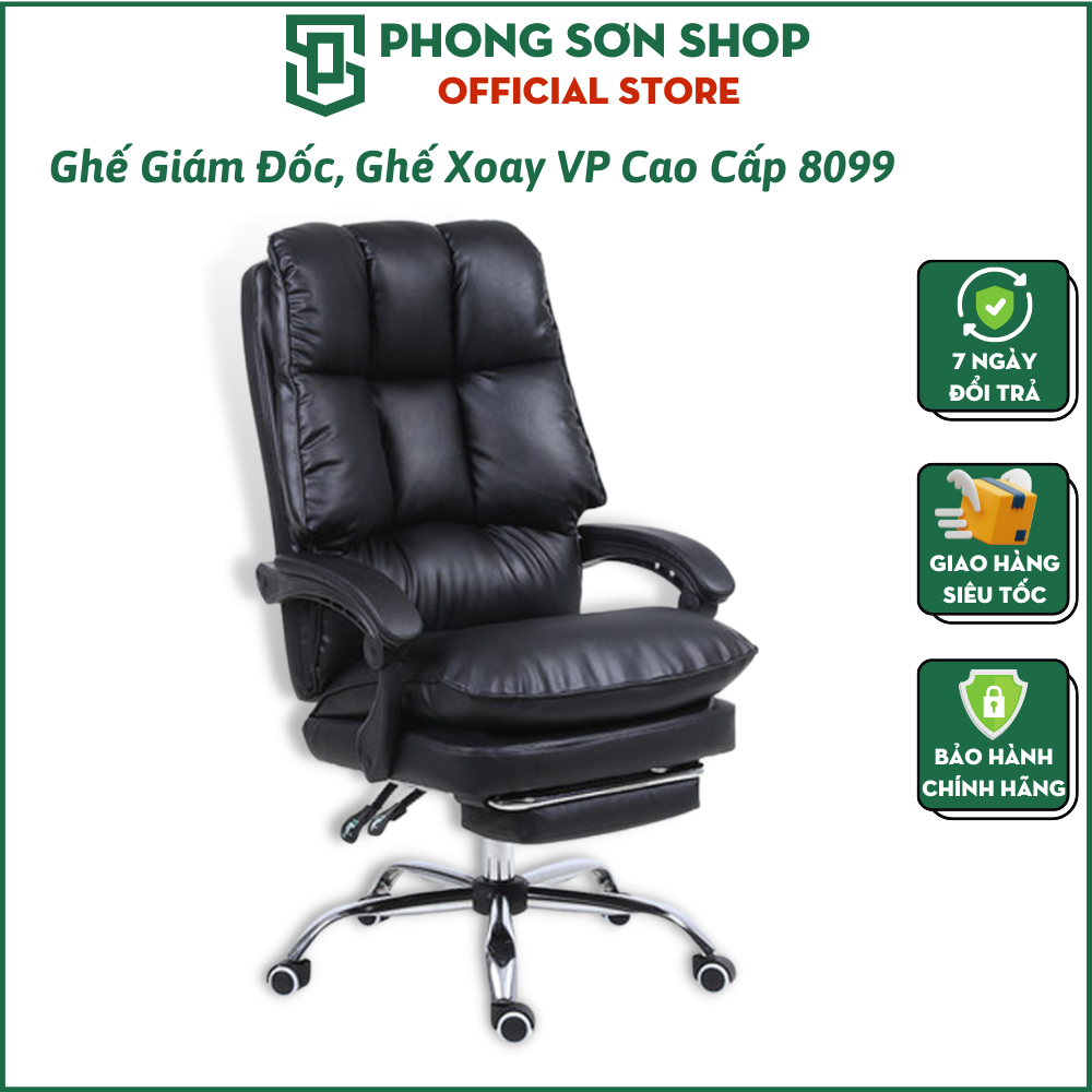 Ghế Văn Phòng, Ghế Ngồi Làm Việc T8099 Ngả Lưng Nghỉ Ngơi Thư Giãn, Ghế Giám Đốc, Ghế Văn Phòng, Ghế Tựa Ngả Lưng, Ghế Gaming, Ghế Xoay Nệm Bọc Da Cao Cấp Có Đệm Tựa Chân 8099 - Hàng Chính Hãng Phong Sơn Shop