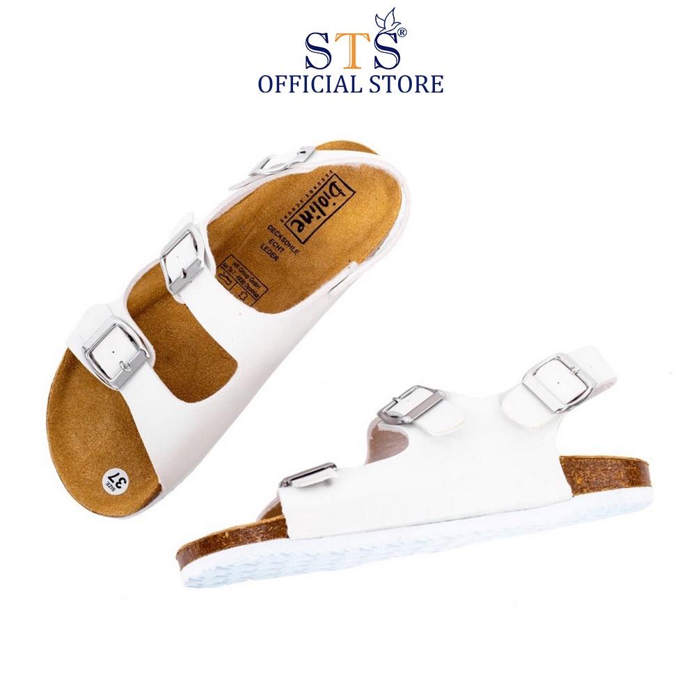 Dép sandal quai ngang Birken quai hậu đế trấu 3 lớp Da PU cao cấp unisex nam nữ STPU02