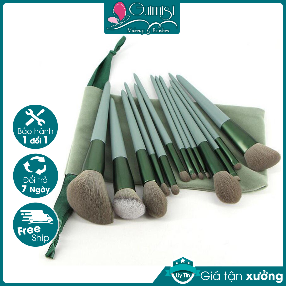 Bộ Cọ Trang Điểm Guimisi Set 13 Món Túi Đựng Vải