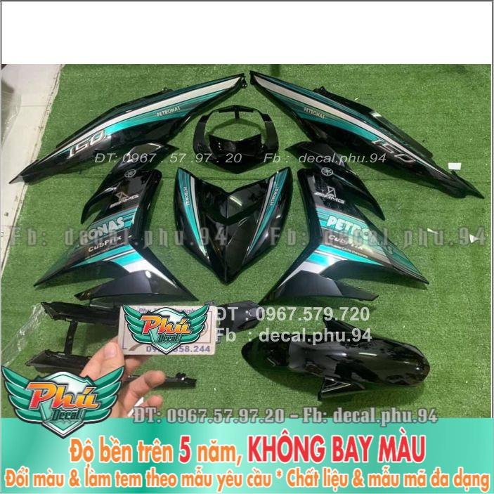 Tem rời Exciter 150 Petronas trắng xanh