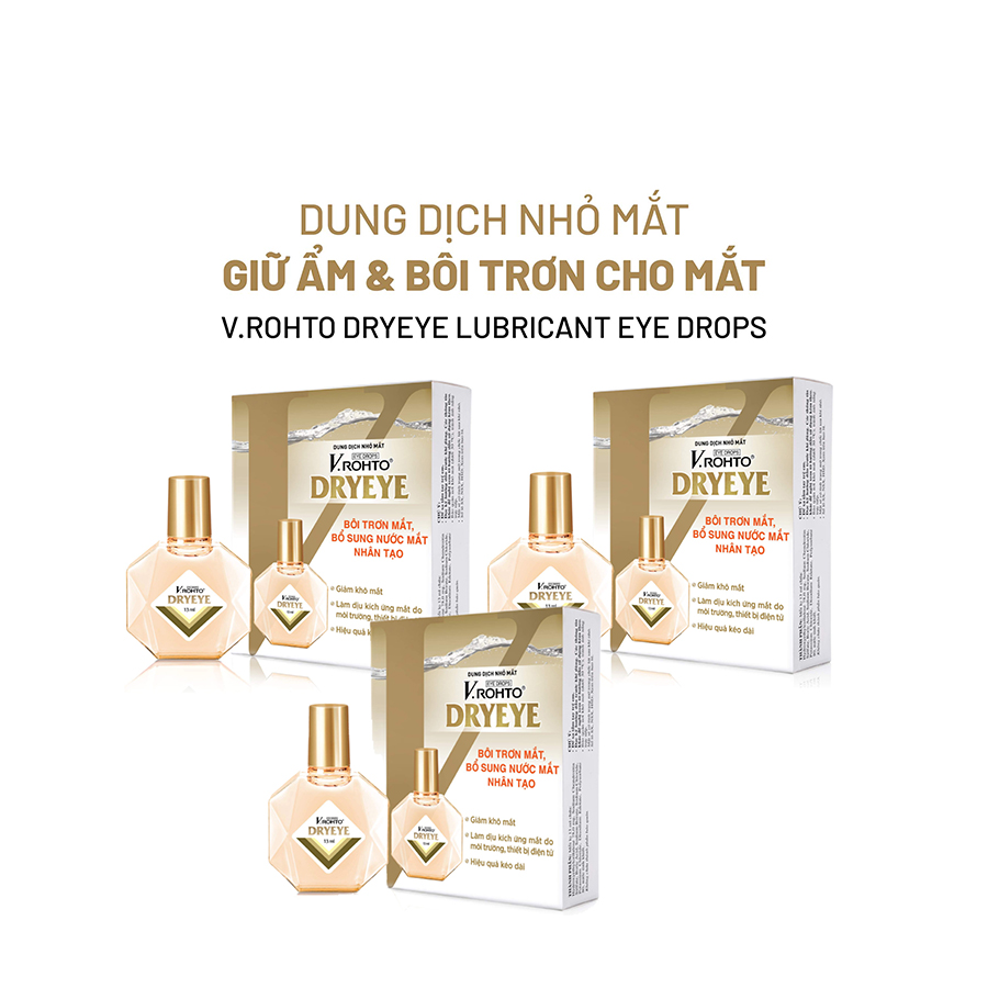 Combo 3 Dung dịch nhỏ mắt bổ sung nước mắt nhân tạo V.Rohto Dry Eye 13ml