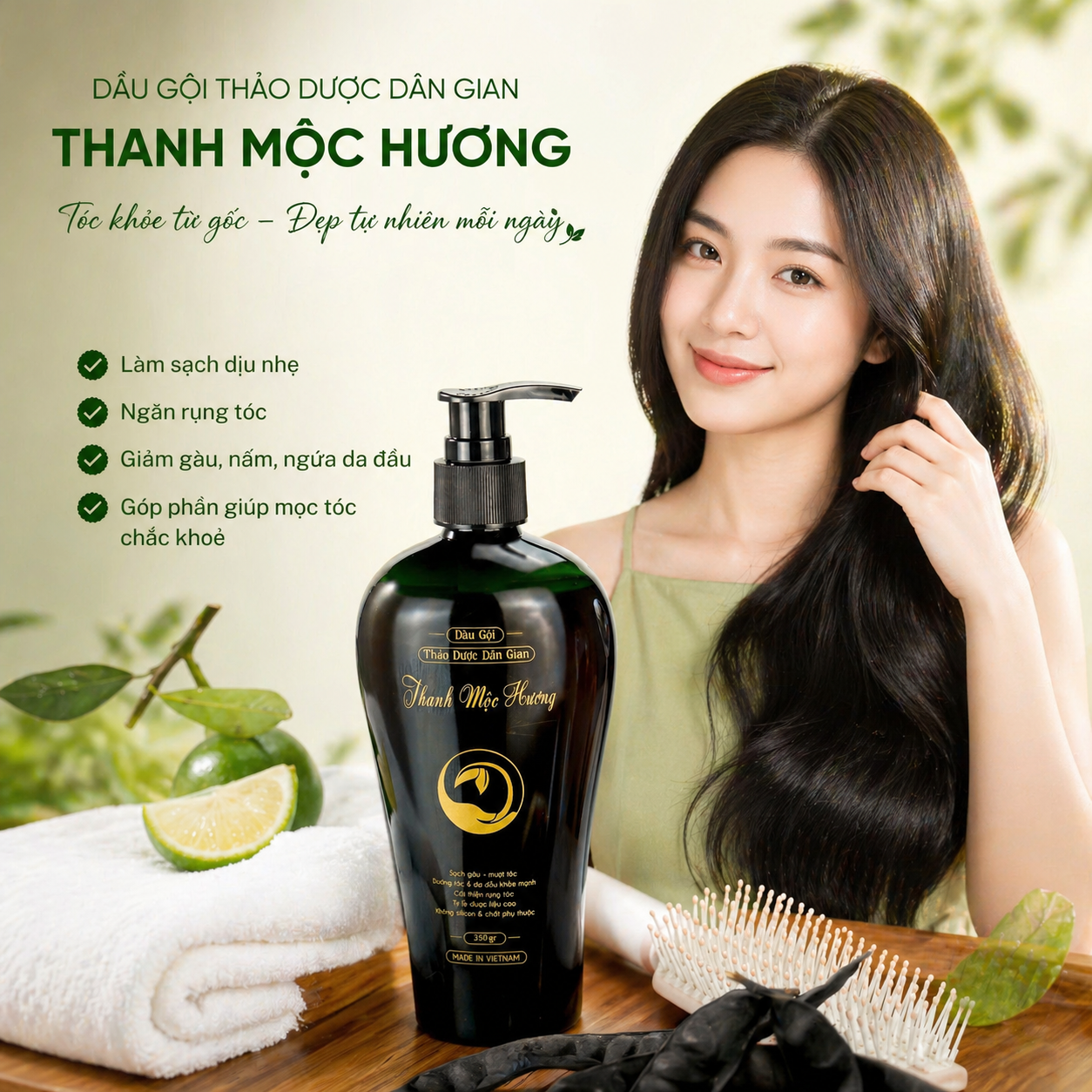Dầu gội thảo dược Thanh Mộc Hương giúp sạch gàu giảm rụng tóc 350ml