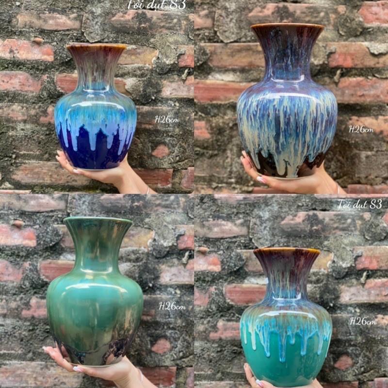 Lọ hoa dáng tỏi men hoả biến SẴn Hàng cao 26cm