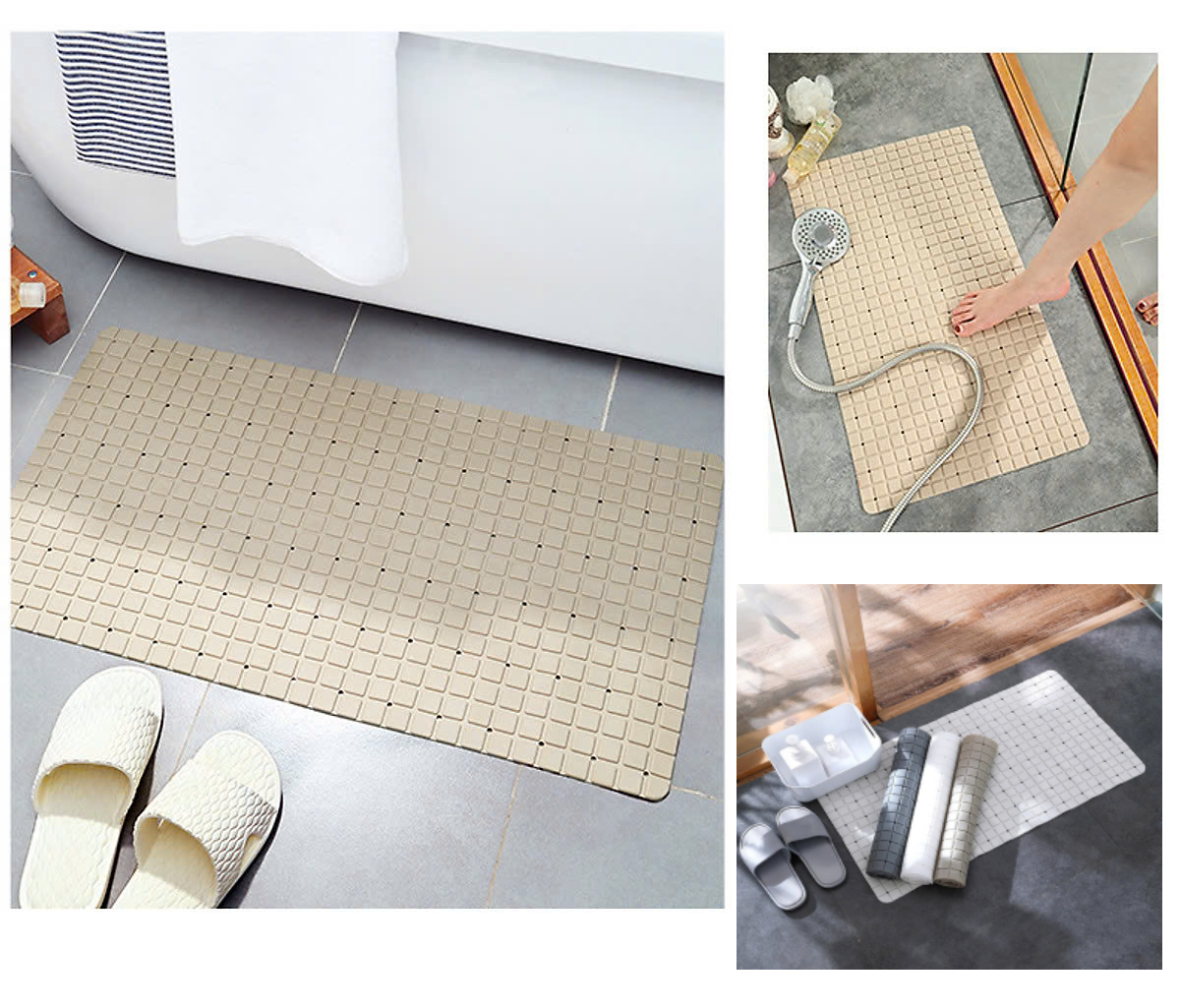 Thảm Lót Chân Nhà Tắm 70cm Cao Su Chống Trơn Trượt - Miếng Lót Sàn Phòng Tắm Ô Vuông Silicon