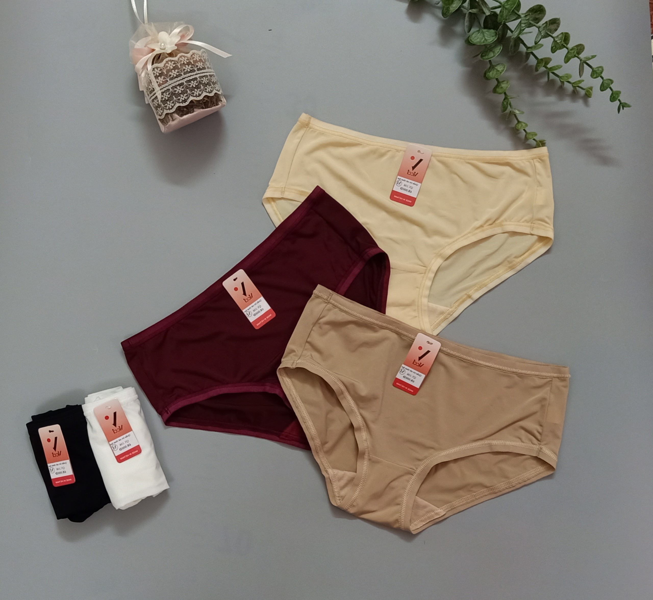 Quần lót nữ thun lạnh Vicci 106 cạp lưng vừa, mỏng, nhẹ, mềm mại, thoáng khí