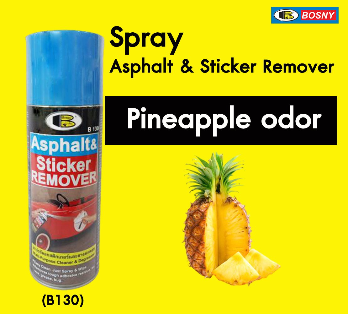 Dung dịch tẩy keo, nhựa đường, băng dính, tẩy decal... Asphalt &amp; Sticker Remover - Bosny B130 - 200 cc - nhập khẩu Thái Lan (tặng kèm khăn lau và khẩu trang bằng vải không dệt)