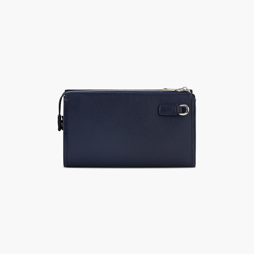 Ví Da Cầm Tay Clutch Nam Công Sở GENCE HT07 Da Bò Cao Cấp Màu Xanh Navy