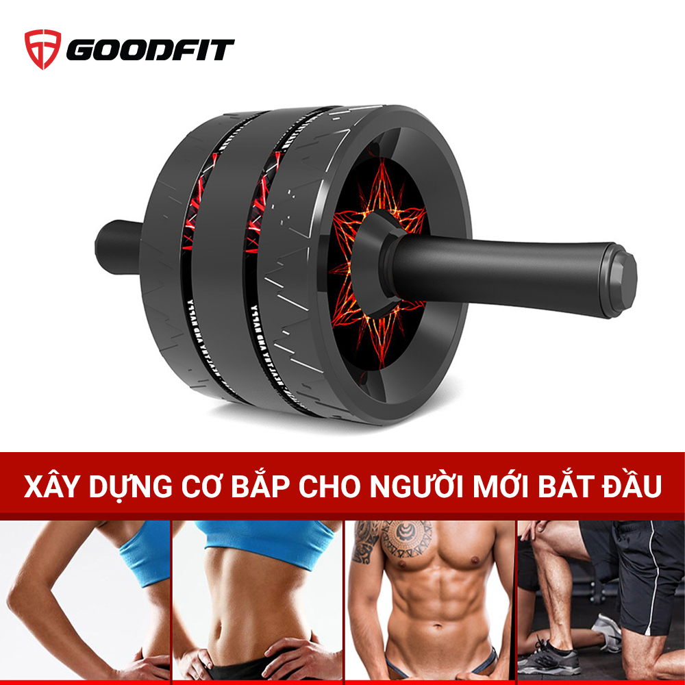 Con lăn tập bụng, con lăn tập cơ bụng 3 bánh GoodFit chống trượt, chịu tải 200kg tập luyện tại nhà Goodfit GF603AB