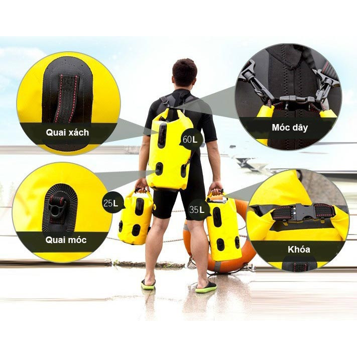 Túi khô (dry bag) Maxped 60L - loại hai quai đeo vai