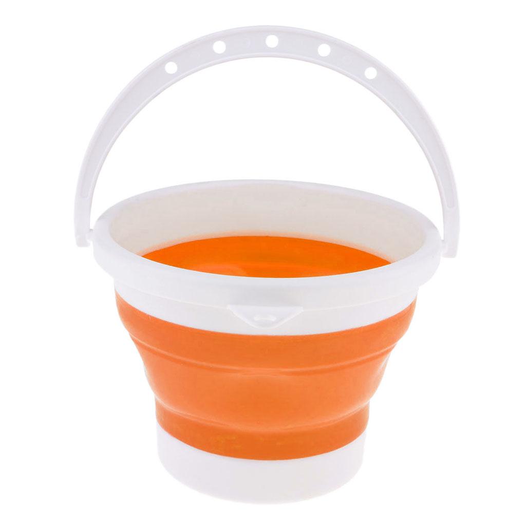 Folding Collapsible Silicone Water Bucket Outdoor Basin S Orange