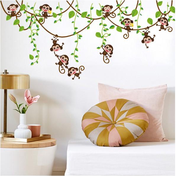 DDecal dán tường trang trí - Dây leo Monkey cho BÉ
