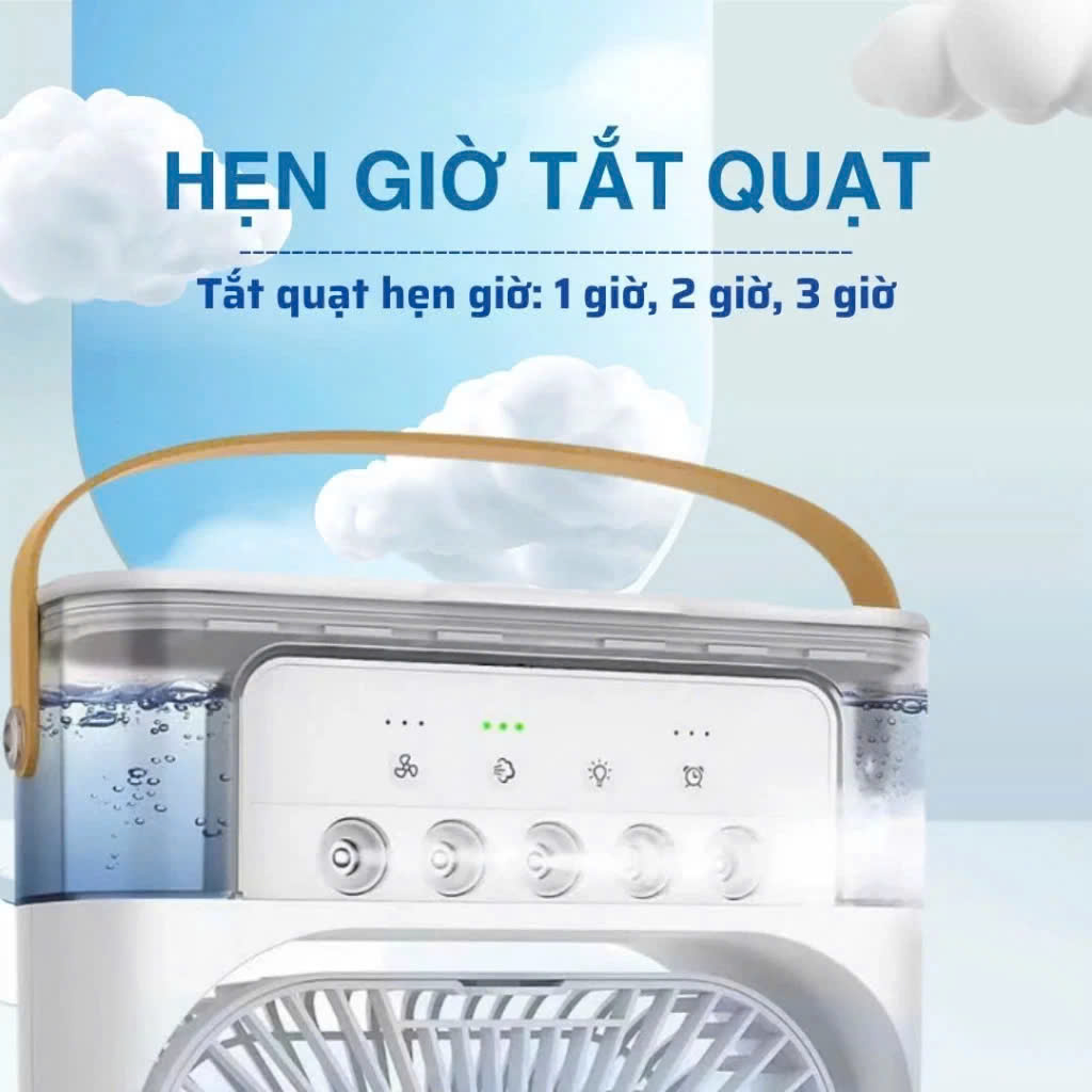 Quạt Điều Hòa Mini Cao Cấp Có Khay Nước PhunSương &amp; Đèn Ngủ – Mát Lạnh &amp; Nhỏ Gọn