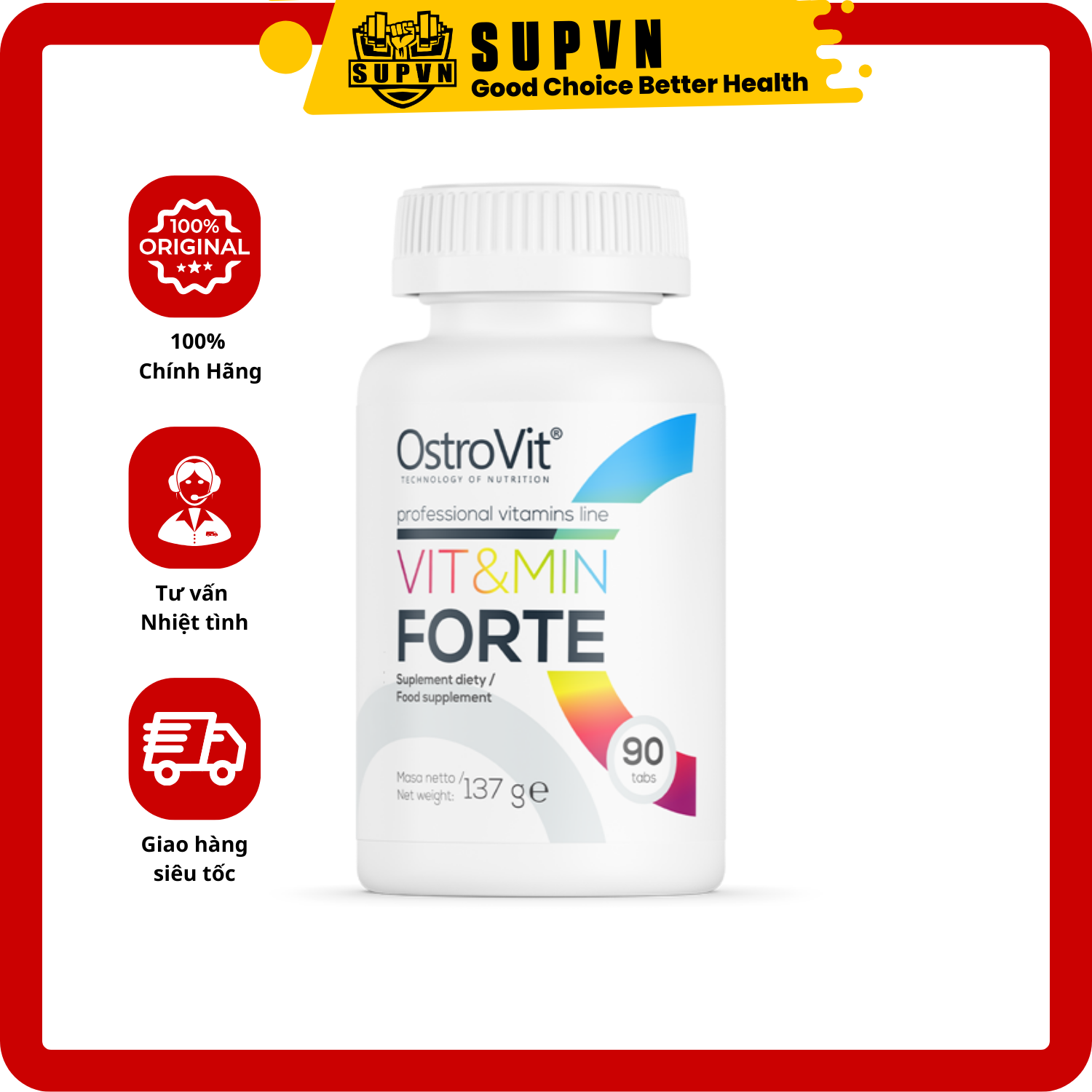 Ostrovit Vit&amp;Min Forte - Tăng Sức Đề Kháng Cho Cơ Thể, Tinh Thần Sảng Khoái Tập Luyện Tốt Hơn