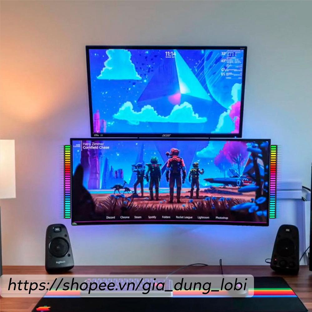 Thanh đèn LED RGB nháy theo nhạc đèn led trang trí cảm biến âm thanh bàn làm việc ô tô máy tính sạc pin tích hiện