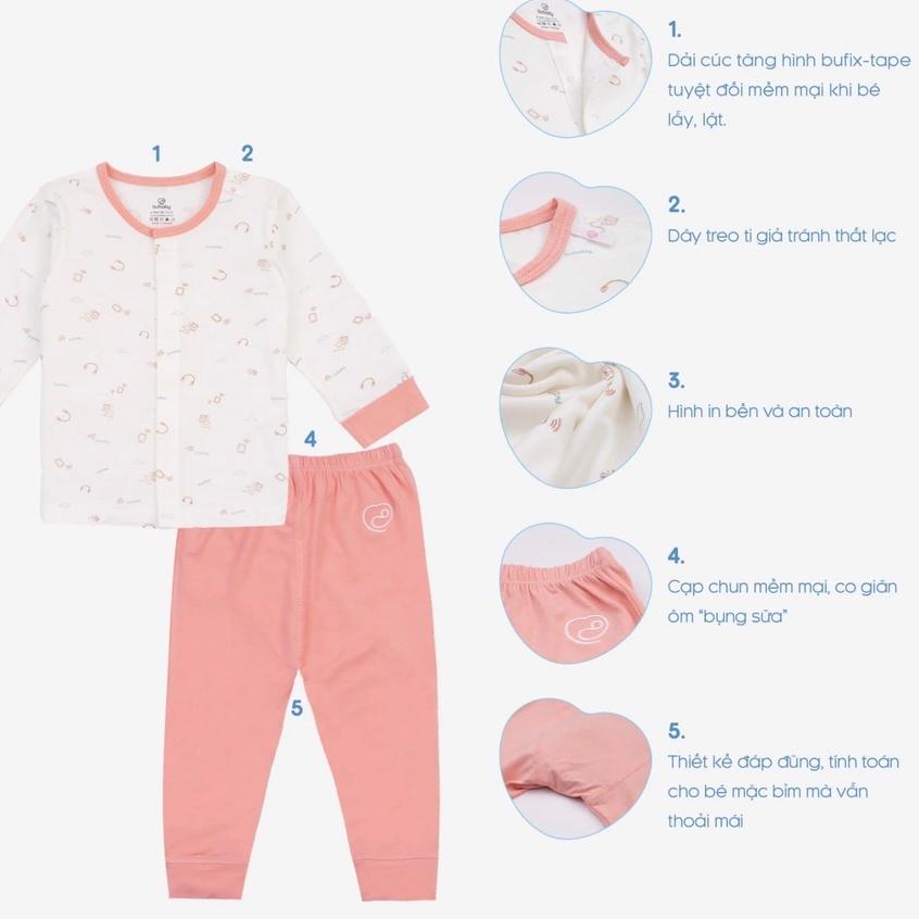 Bộ dài tay cài giữa Bu, Bubaby Bambus 0m - 9m