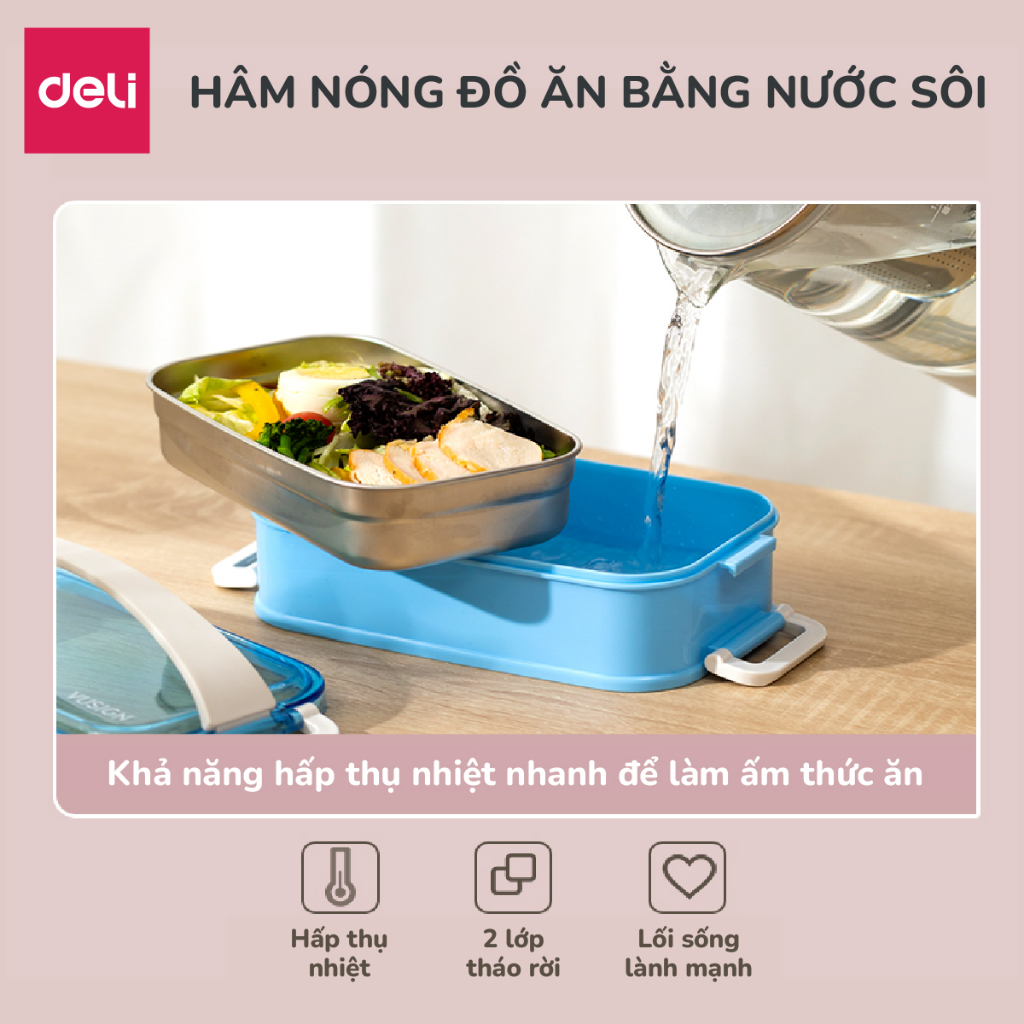 Hộp Cơm giữ nhiệt inox 304, hộp cơm văn phòng tiện dụng an toàn có thể sử dụng cho lò vi sóng