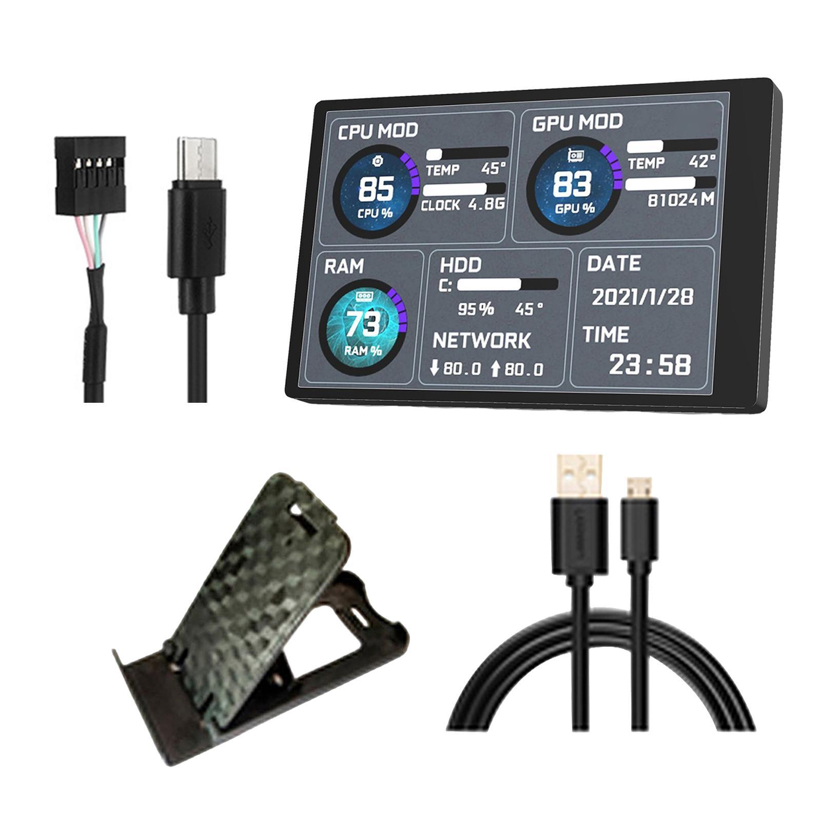 Mini IPS LCD Monitor Display Temperature Monitor Secondary Screen for Laptop