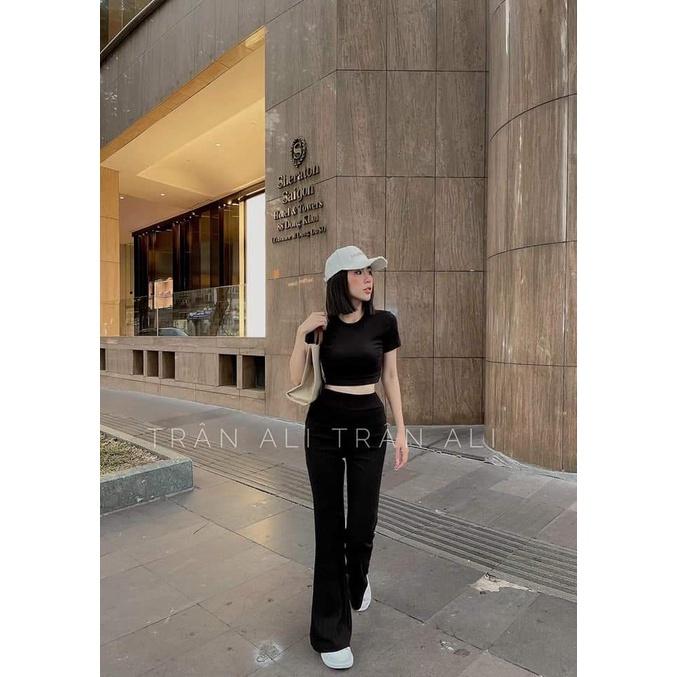 TBL-TASA Set bộ áo thun gân thể thao quần dài cực đẹp thời trang nữ dạo phố dự tiệc (xám, đen,hồng)