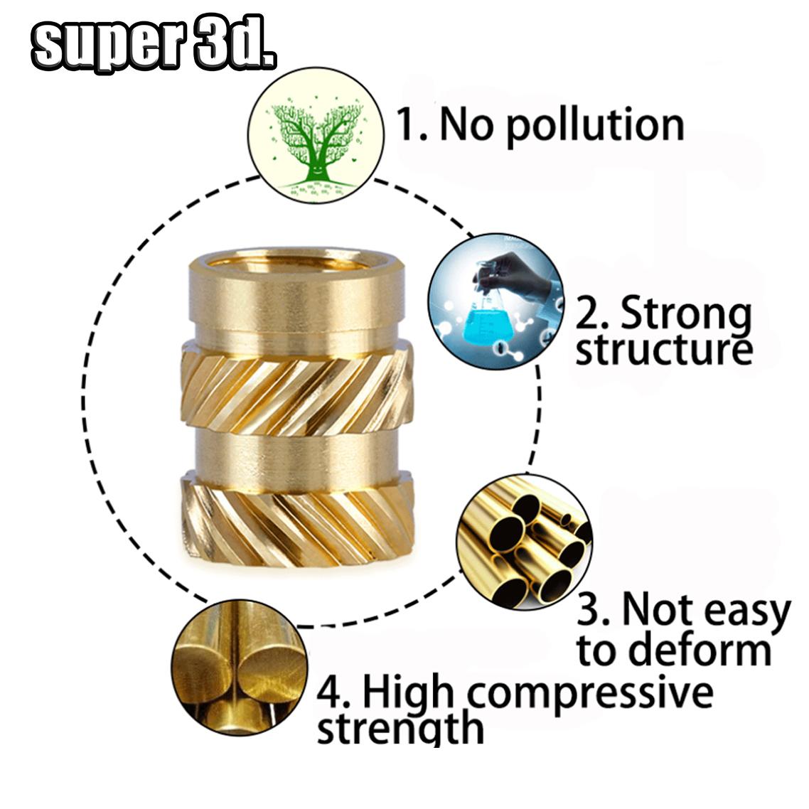 20/50/100pcs chèn đai ốc nhúng M3 M4 M5 Thread Kính nóng tan chảy bằng đồng thau có trọng lượng nhiệt điện trở cho các bộ phận máy in 3D