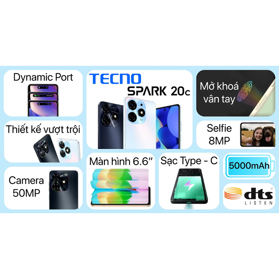 Điện thoại Tecno SPARK 20C 4GB/128GB - Hàng chính hãng