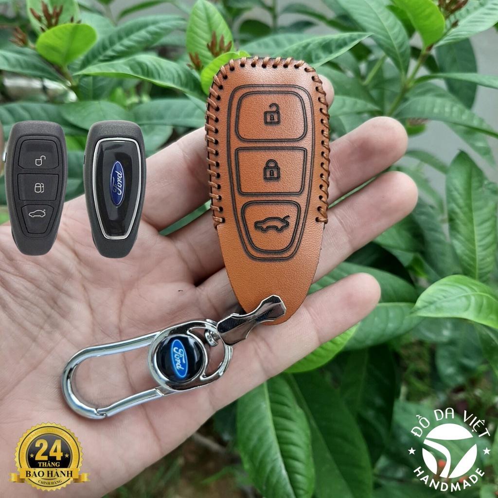Bao Da Chìa Khóa FORD Ecosport, Fiesta, Focus. Da Bò Nhập Khẩu ITALIA, Khắc Tên + Số ĐT Chủ Xe