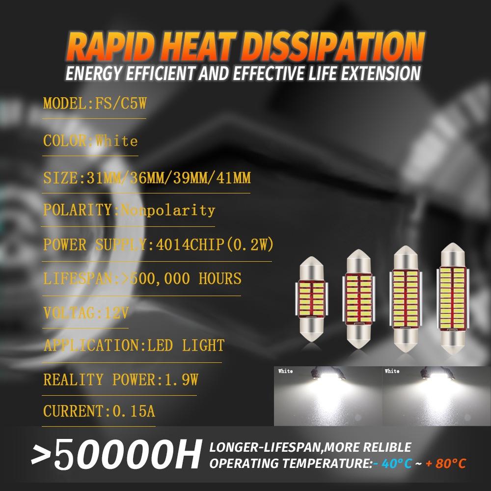 Bóng Đèn LED Gắn Trần Xe Hơi Siêu Sáng 31mm 36mm 39mm 41mm 41mm C5W Cửa hàng nội thất ô tô TrendyCar