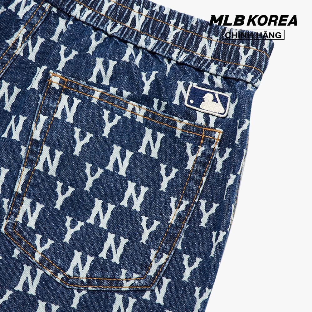 MLB - Quần shorts jeans lưng thun Monogram 3ADPM4023