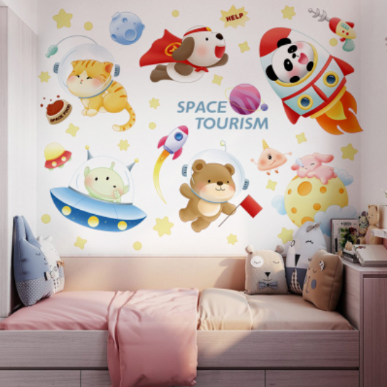 Decal trang trí tường - Khám phá vũ trụ cùng những người bạn