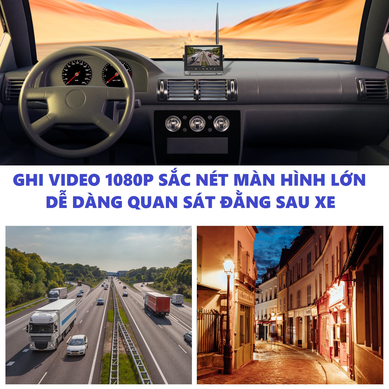 Camera WiFi Không Dây Kèm Màn Hình 7 Inch Hồng Ngoại Camera Giám Sát ,Camera Hành Trình 12V FullHD 1080p Sắc Nét