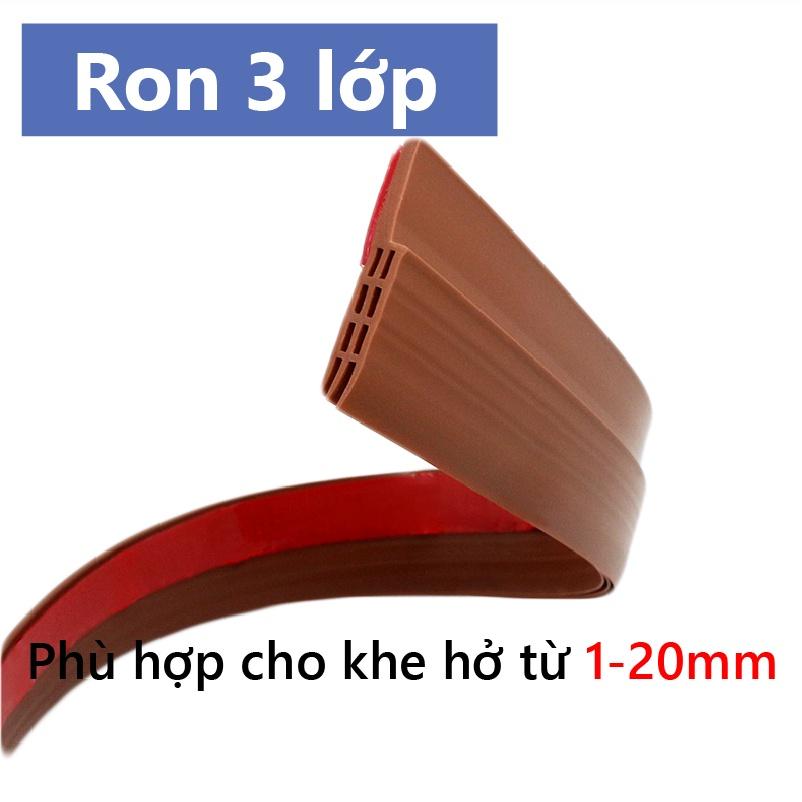 Thanh chặn khe hở cửa ra vào - Ron cao su dán chân cửa dày 5mm, gồm 3 lớp, chống côn trùng, khói bụi R3L