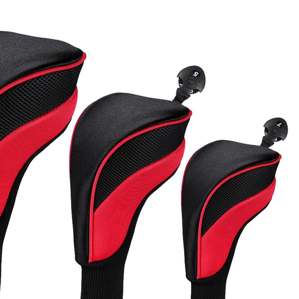 3pcs Golf Club Headcover 460cc Hybrid Driver Wood Head Cover No. 1 3 5