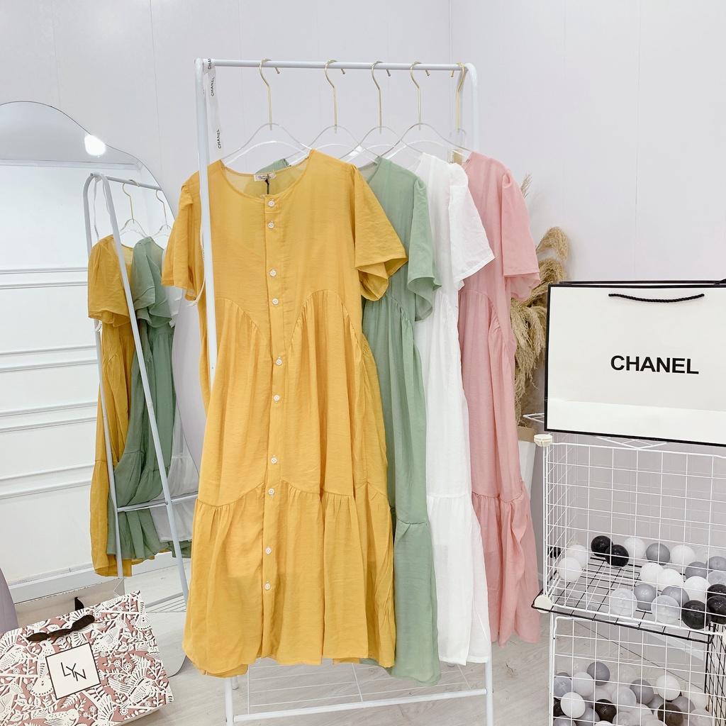 Đầm Maxi nữ bèo tơ   hàng tơ nhật QC, Váy bầu bèo tơ hot trend ( màu trắng/ vàng/ hồng/xanh