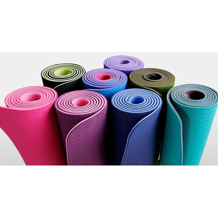 Free Ship - Thảm tập yoga tpe cao cấp 2 lớp dày 6mm hàng loại 1