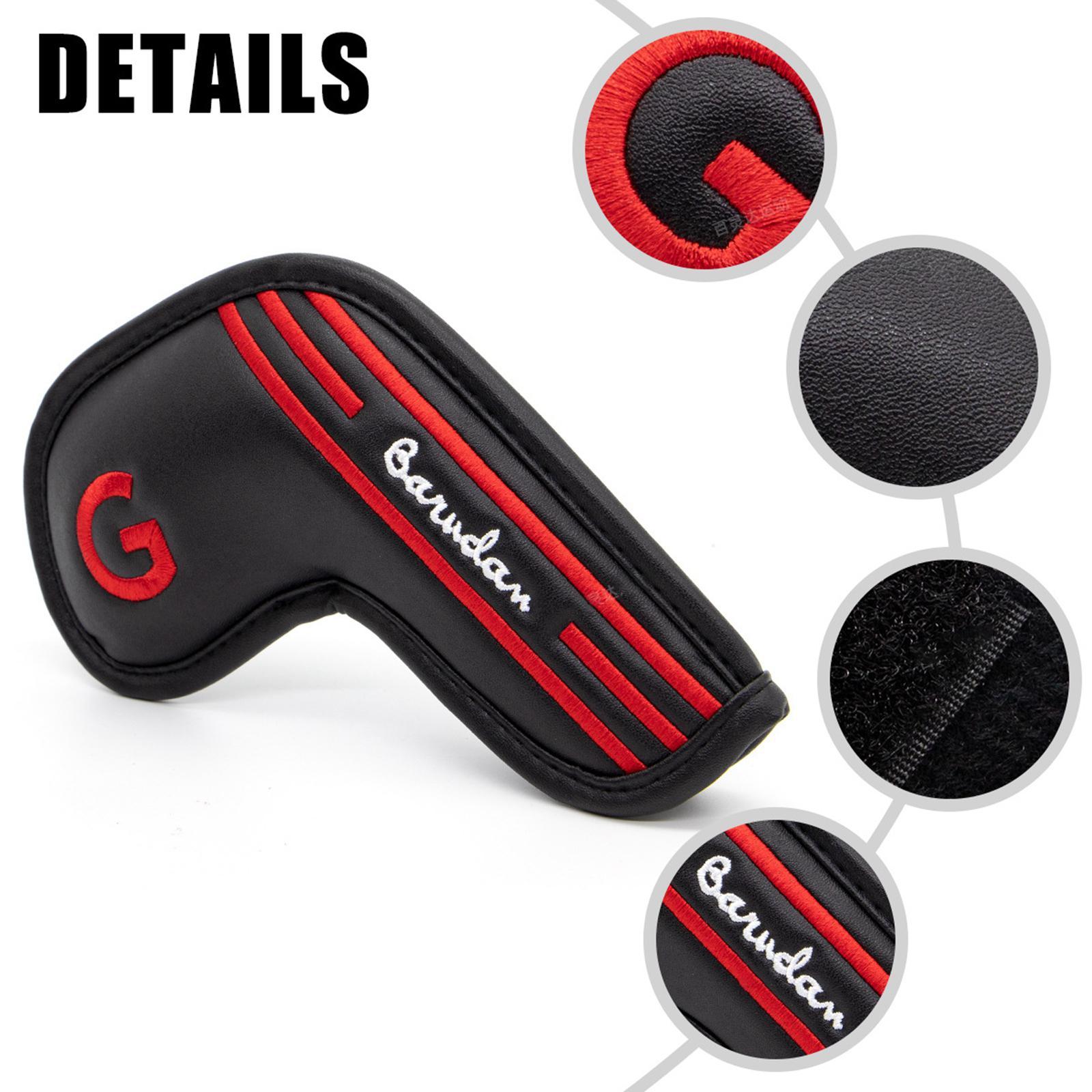 10Pcs Golf Iron Head Covers Set Guard Black PU Leather W/ No. Tag Waterproof