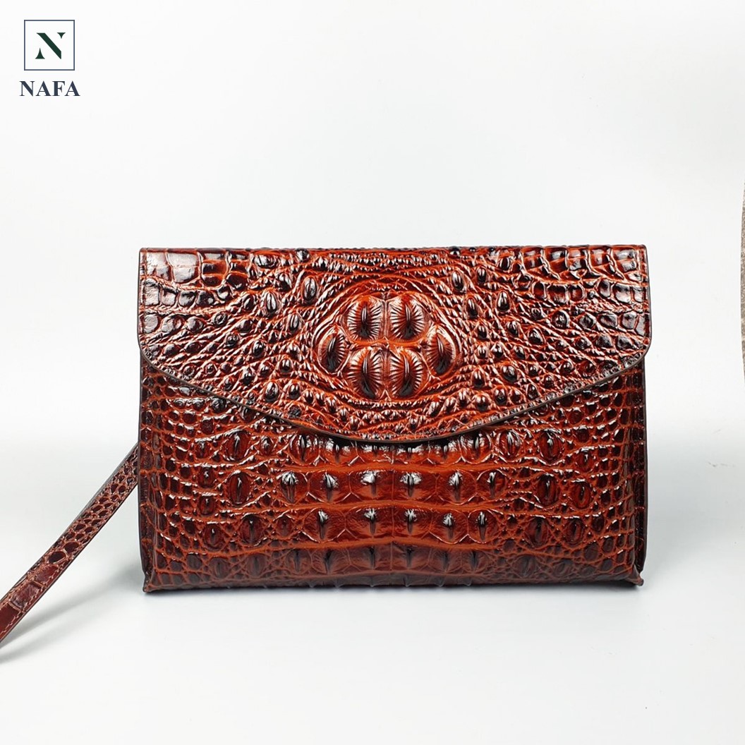 Clutch cầm tay, ví cầm tay nam da bò vân cá sấu NAFA CL142 cao cấp, sang trọng
