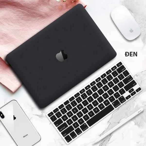 COMBO 3in1 - Case, ốp kèm phủ phím dành cho Macbook - Màu Đen [Tặng kèm nút chống bụi Macbook - Màu ngẫu nhiên] - Hàng chính hãng