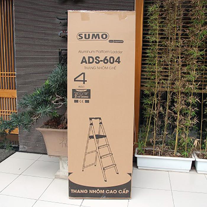 Thang nhôm ghế 4 bậc xếp gọn Sumo ADS-604 - Hàng chính hãng