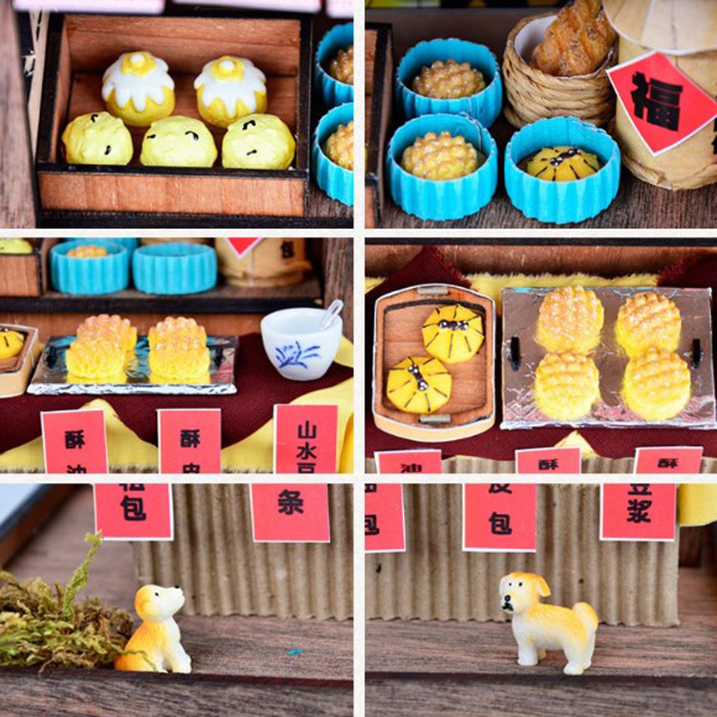 Diy Nhà Búp Bê Thu Nhỏ Đồ Nội Thất Bộ Vintage Bánh Mì Sữa Đậu Nành Shop Quà Tặng