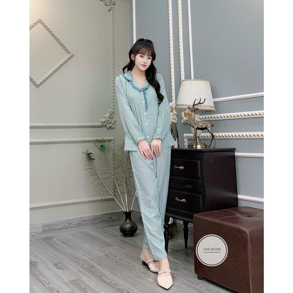 Bộ đồ bầu mặc bầu và sau sinh dài tay thu đông thiết kế khóa ngực cho con ti siêu xinh siêu tiện lợi VM Mom