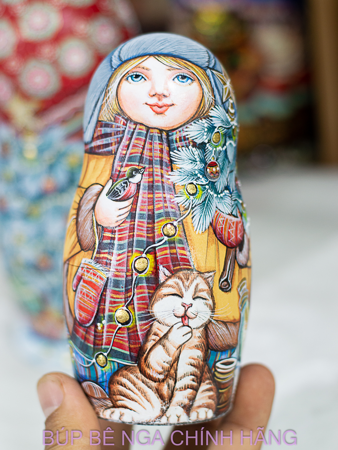 BỘ BÚP BÊ NGA MATRYOSHKA 5 LỚP 20CM HOA VĂN "CÔ BÉ MÙA ĐÔNG" CỰC ĐẸP VÀ PHONG CÁCH, CÁ TÍNH