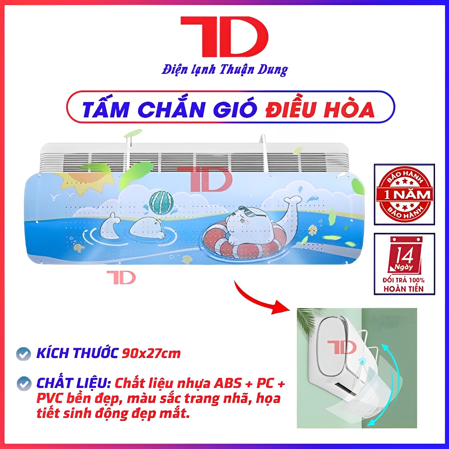 Tấm chắn gió điều hòa - tấm chắn đổi hướng gió điều hòa máy lạnh - Điện Lạnh Thuận Dung