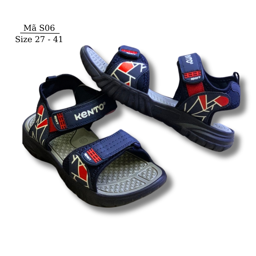 Dép sandal quai hậu bé trai cao cấp KENTO S06 NHÍM SHOP Dép đi học trẻ em siêu nhẹ kháng khuẩn phong cách thể thao năng động 3 - 15 tuổi Xanh Đen Pha Đỏ Thời Trang