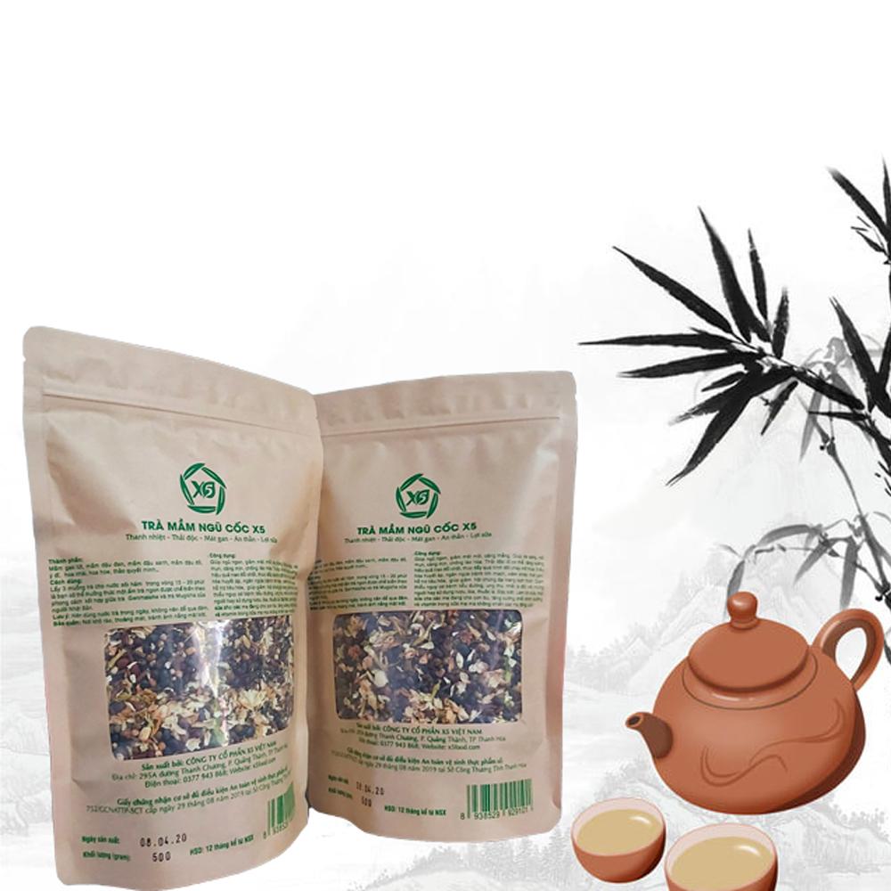 Combo 03 Trà Mầm Ngũ Cốc X5Tea (500gr): Tan Mỡ bụng - Chống Lão Hóa Da - Ngủ ngon - Thải Độc- Khỏe Tim Mạch - Ngừa Tiểu Đường- Chống Stress