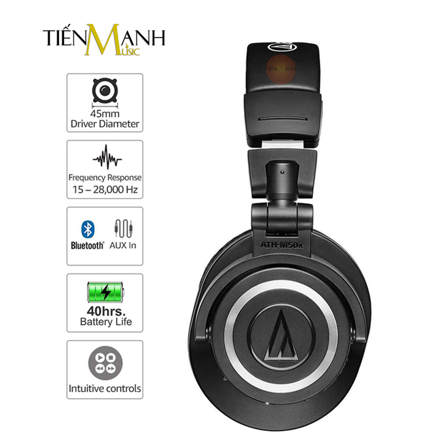 [Bluetooth] Audio Technica ATH-M50XBT Tai Nghe Không Dây M50XBT Headphones M50X BT Hàng Chính Hãng - Kèm Móng Gẩy DreamMaker