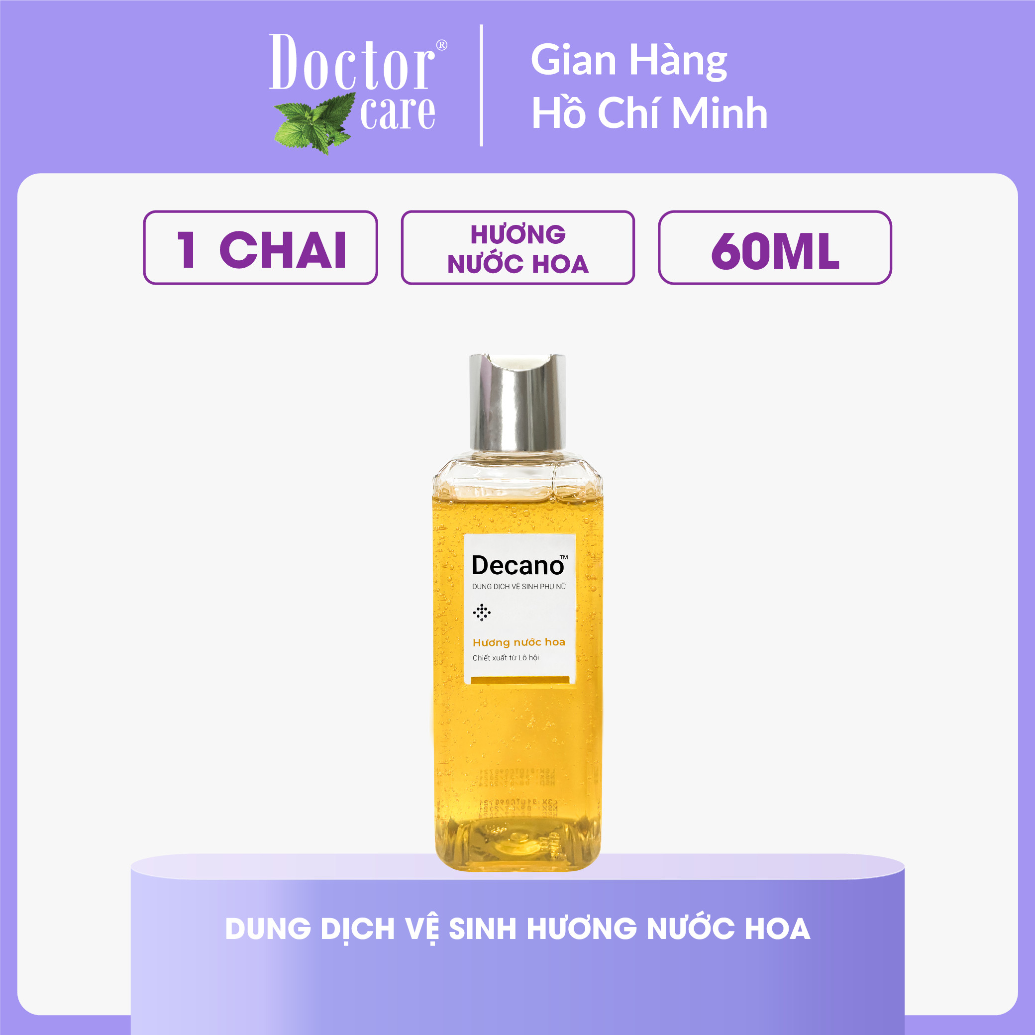 Dung dịch vệ sinh phụ nữ Doctor Care Decano 220ml chiết xuất lô hội kháng khuẩn ,duy trì độ ẩm