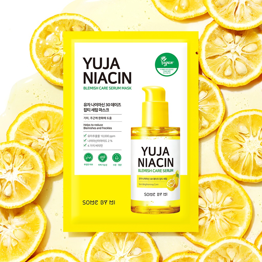 Combo 10 Mặt nạ dưỡng trắng sáng da Some By Mi Yuja Niacin 30 Blemish Care Serum Mask 25g (làm mờ thâm, cải thiện da xỉn màu)